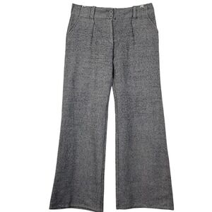 Vintage OLD NAVY 8 Gray Pants Herringbone Tweed Wide Leg Wool‎ Blend Office